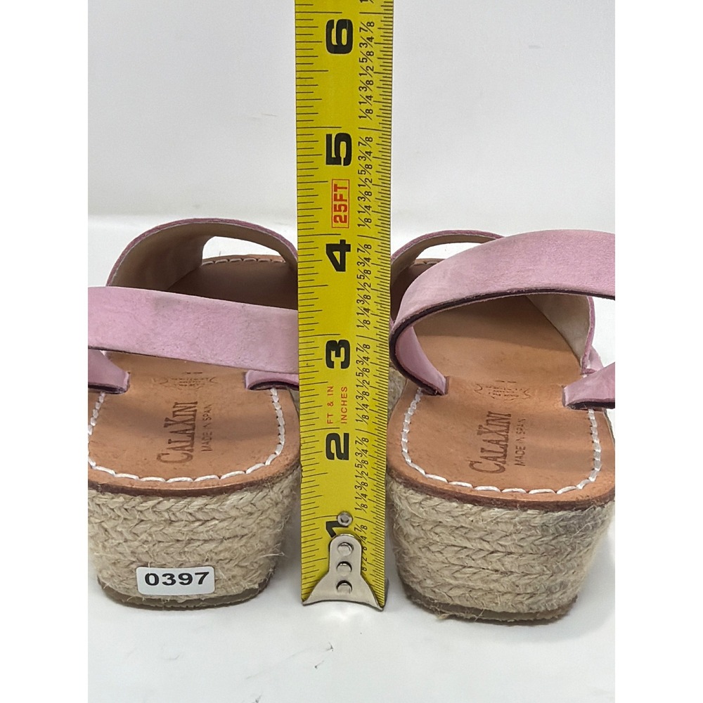 Calaxini‎ Lavender Leather Espadrille Wedge Sandals Made in Spain Sz 39 Peep Toe - Picture 4 of 9